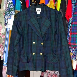 Vintage Double Breasted Plaid Blazer